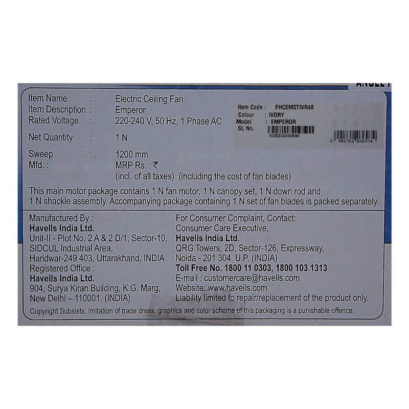 Havells Brown Ceiling Fan Model Emperor, 1 N