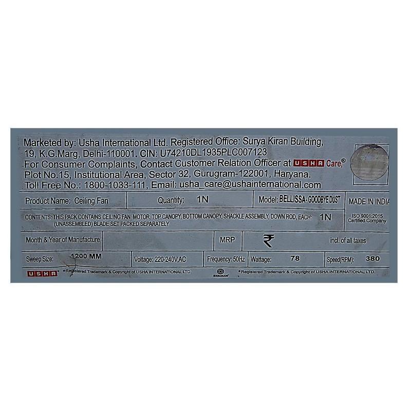 Usha Ceiling Fan Model Bellissa, 1 N