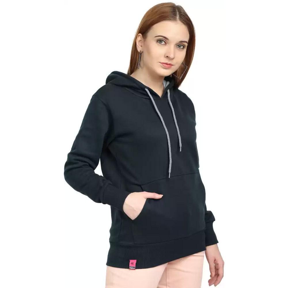 Companion Full Sleeve Solid Women Sweatshirt Blue