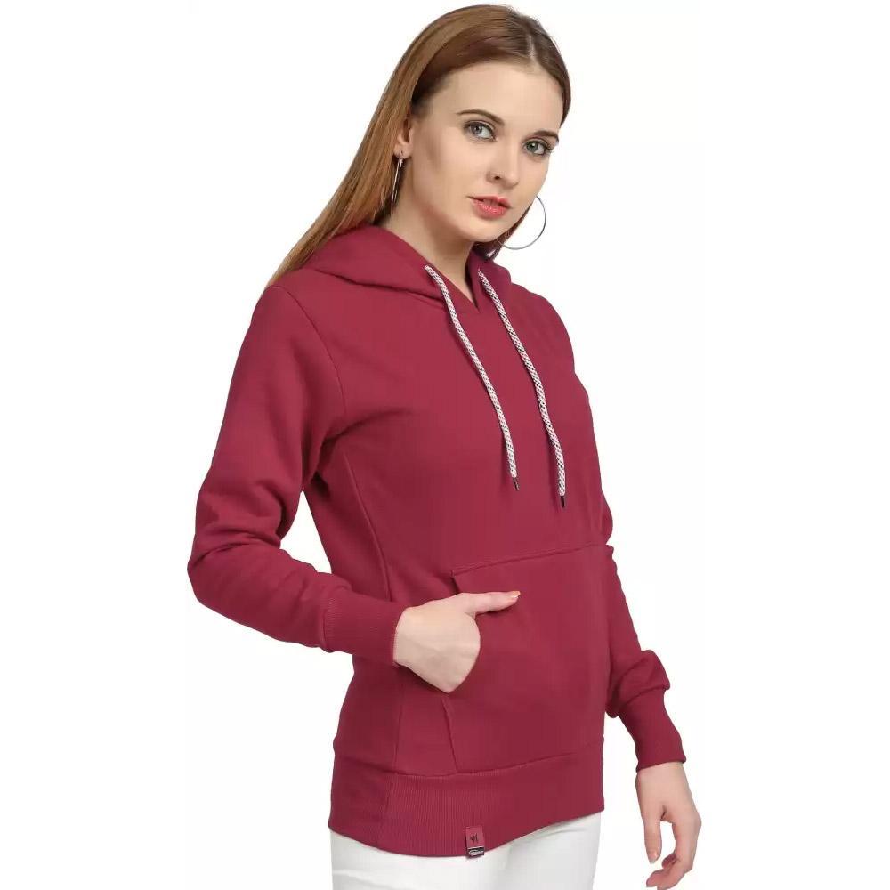 Companion Full Sleeve Solid Women Sweatshirt Red Maroon