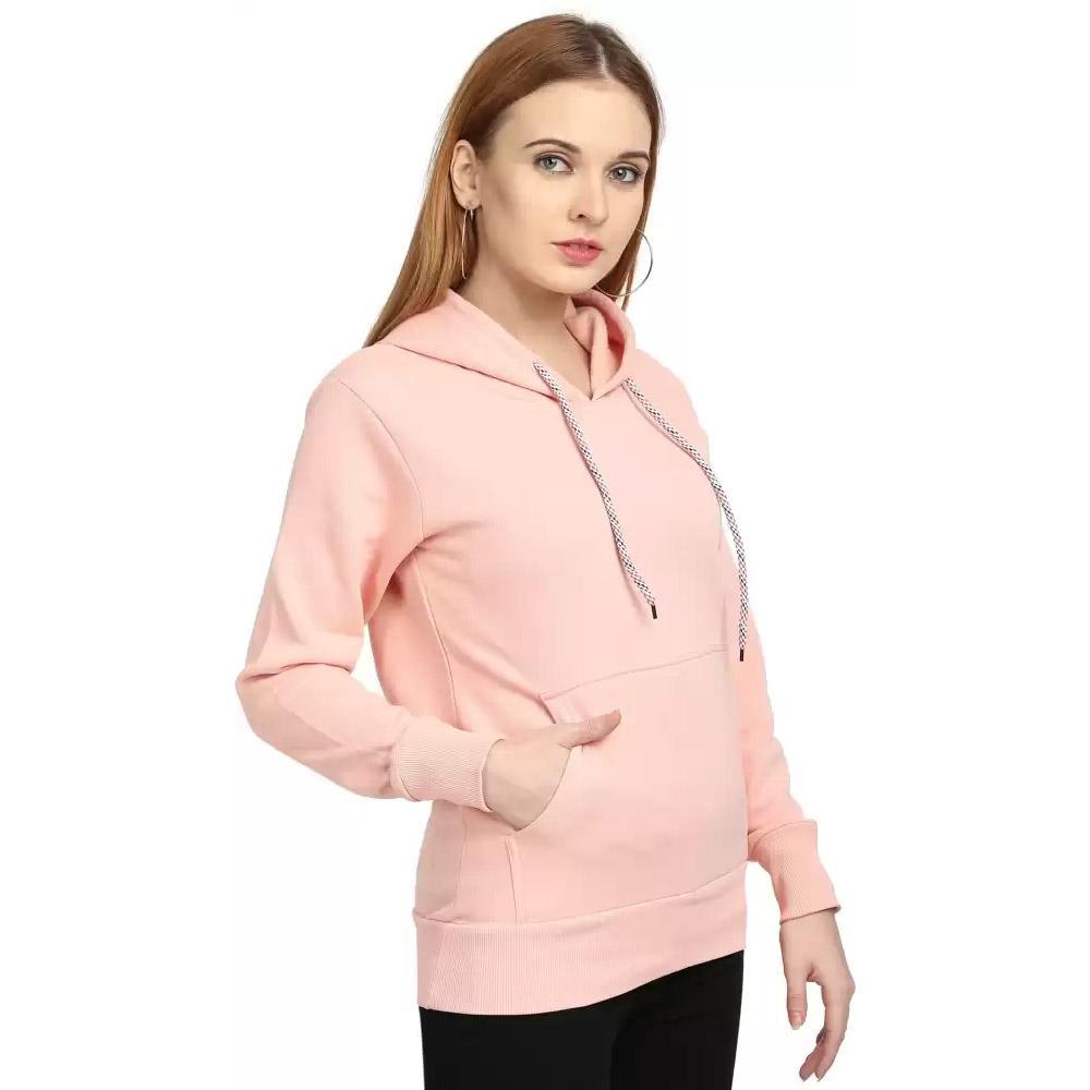 Companion Full Sleeve Solid Women Sweatshirt Peach