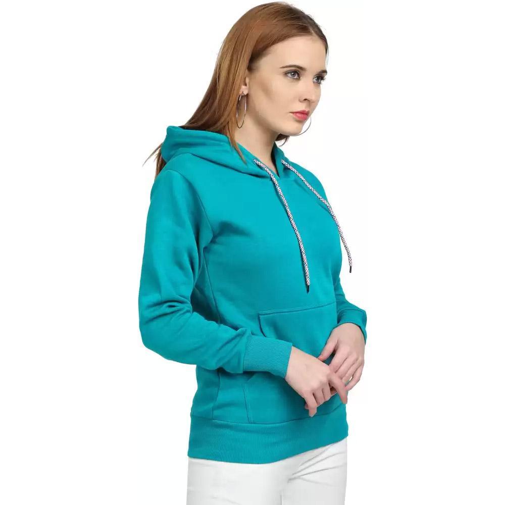 Companion Full Sleeve Solid Women Sweatshirt  Turquiose