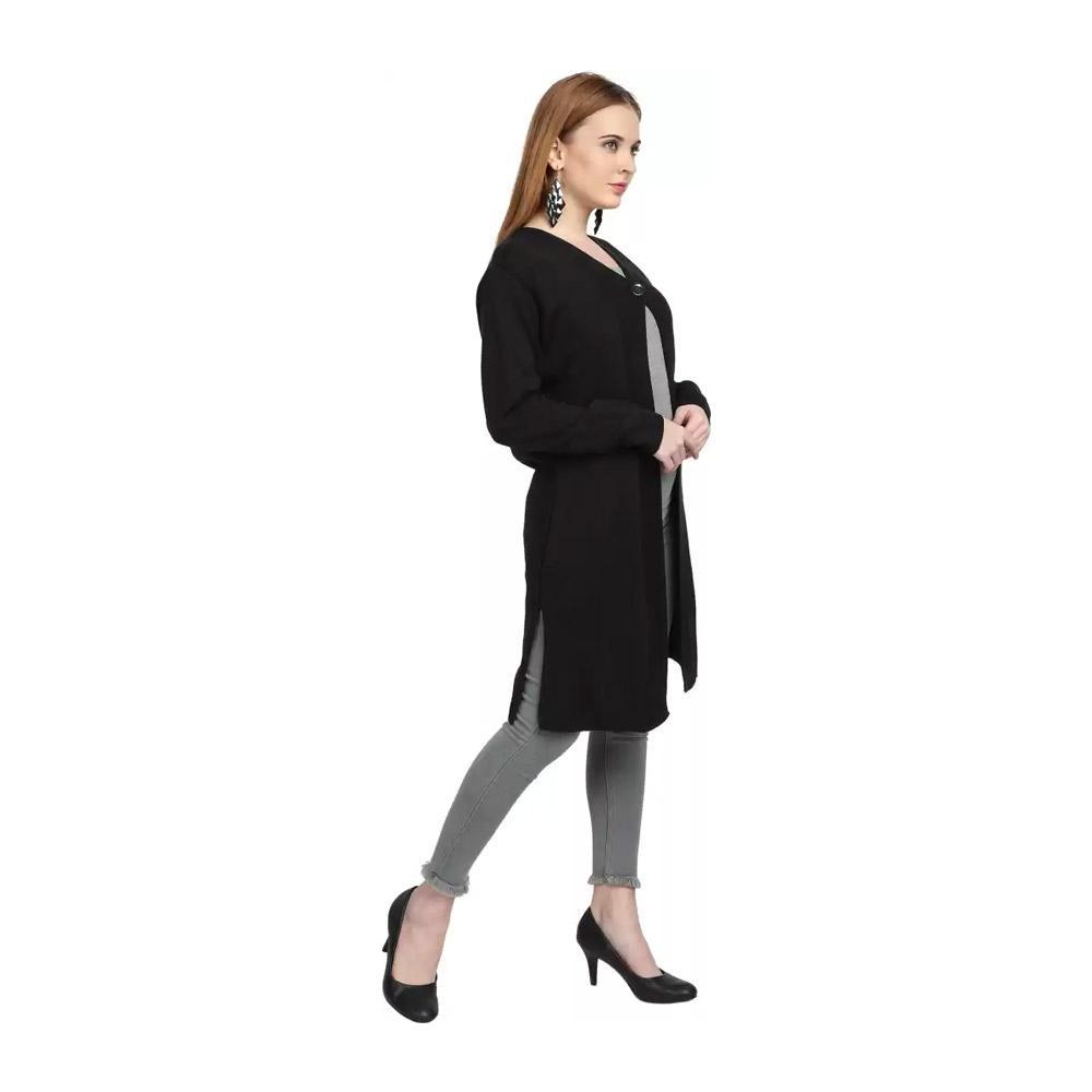 Companion Women Straight Full Sleeve Black Shrug