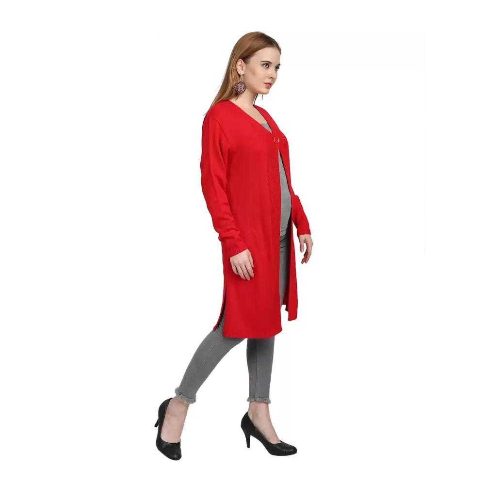 Companion Women Straight Full Sleeve Red Shrug