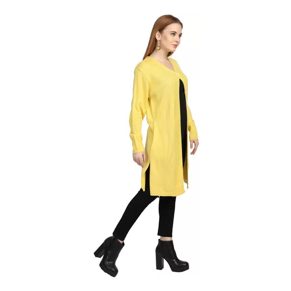 Companion Women Straight Full Sleeve Yellow Shrug