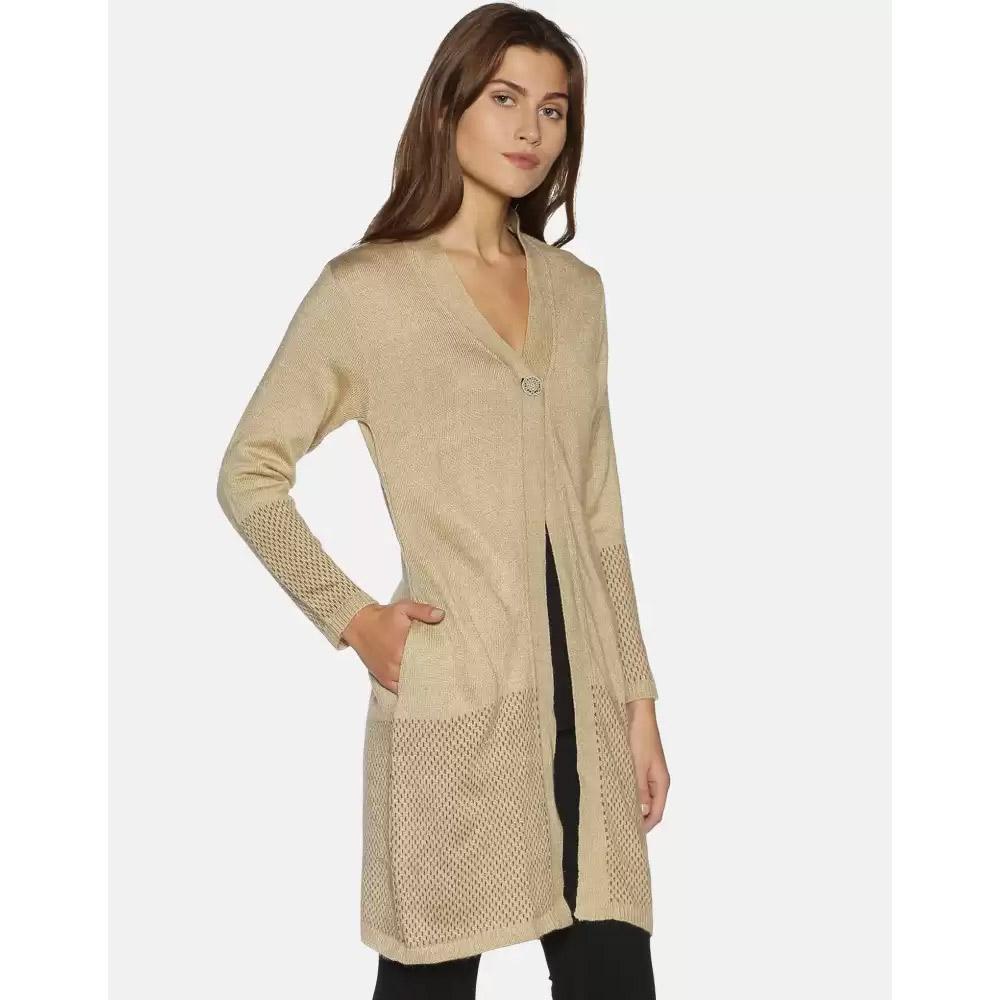 Companion Women Full Sleeve Beige Shrug