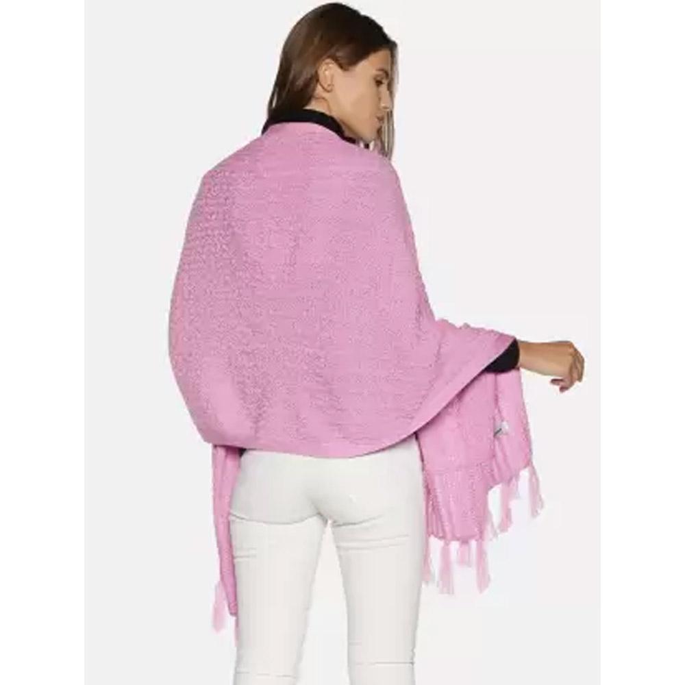 Companion Cotton Self Design Women Shawl  (Pink)