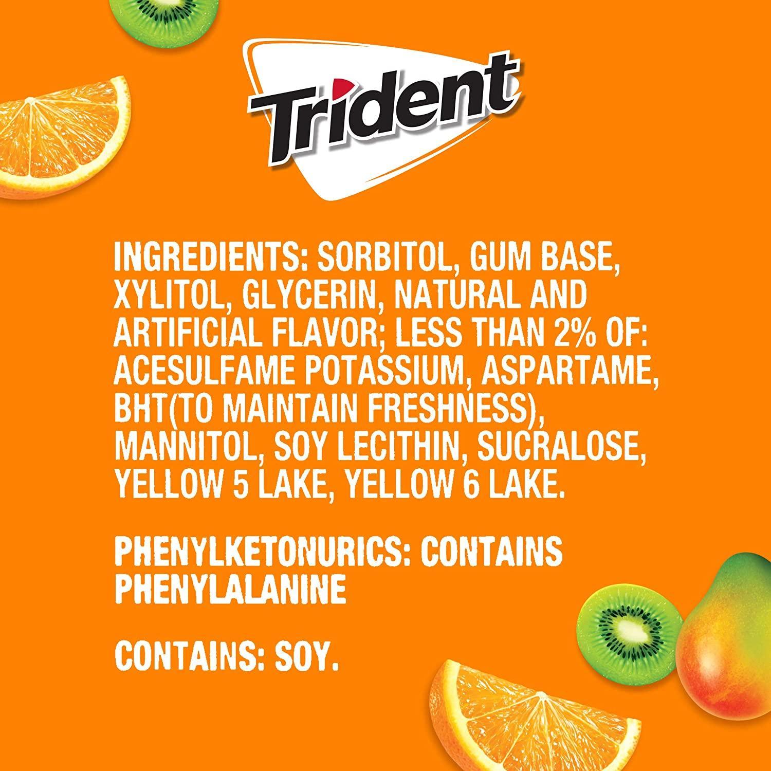 Trident Tropical Twist Sugar Free Mint, 14 Sticks - Pack of 12