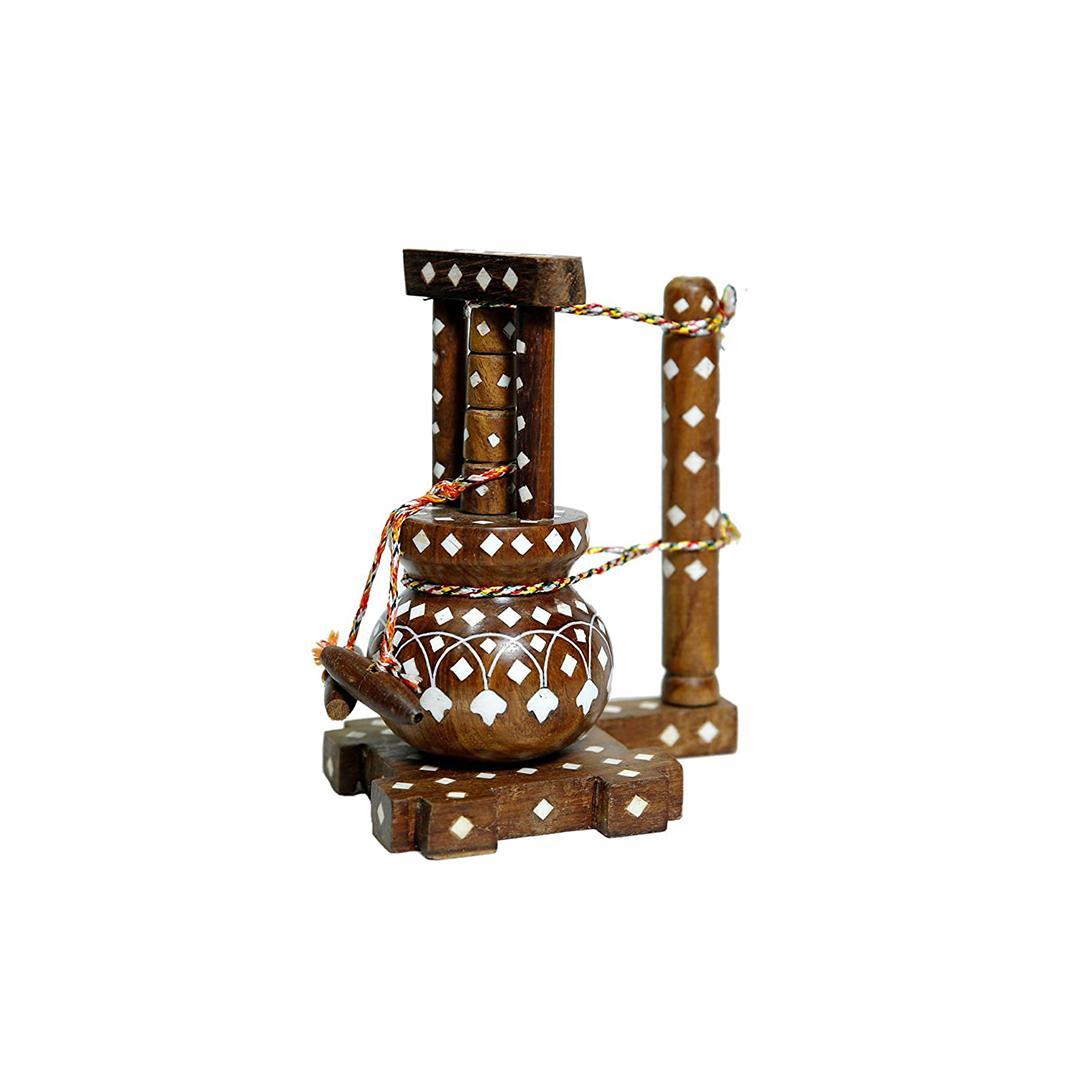 kbl Wooden Matka Madhani for Decoration (3 inches, Brown)