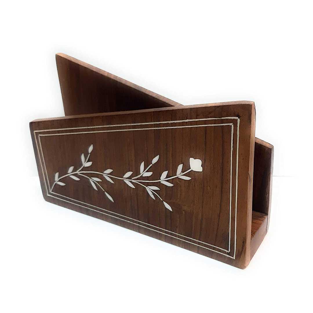 kbl Napkin Rack(Inlaid) Holder Table Tissue Box Paper Wooden Car Home Decor Gift Item House 4 inches