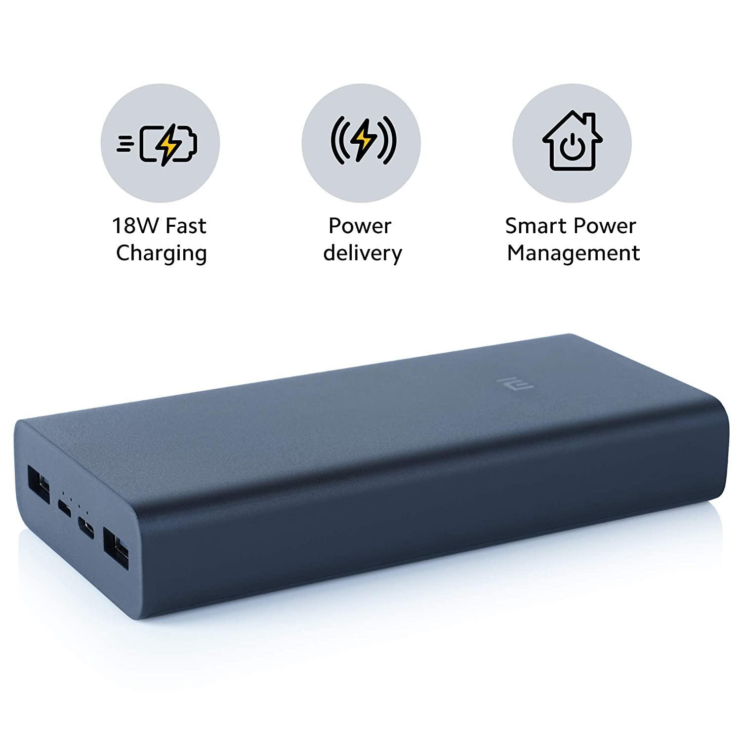 Mi Power Bank 3i 20000mAh (Sandstone Black) Triple Output and Dual Input Port | 18W Fast Charging | Power Delivery 