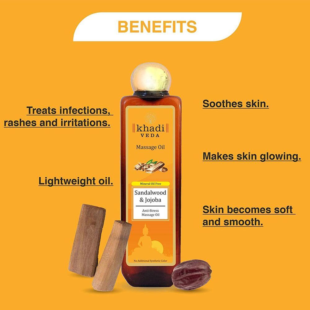 Khadi Veda Sandalwood & Jojoba Massage Oil - 200ml.