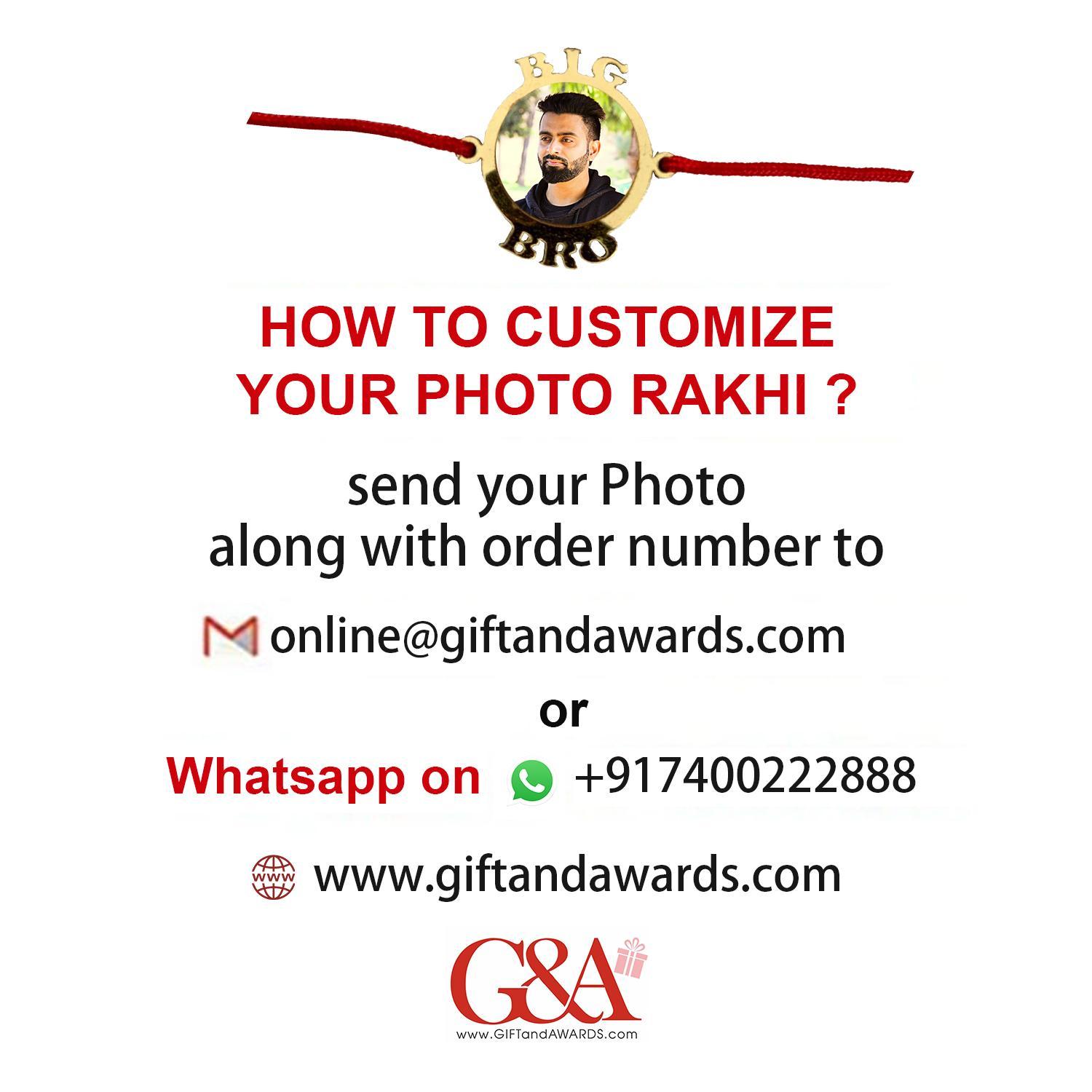 G&A Golden Acrylic Personalised Photo Rakhi Circular