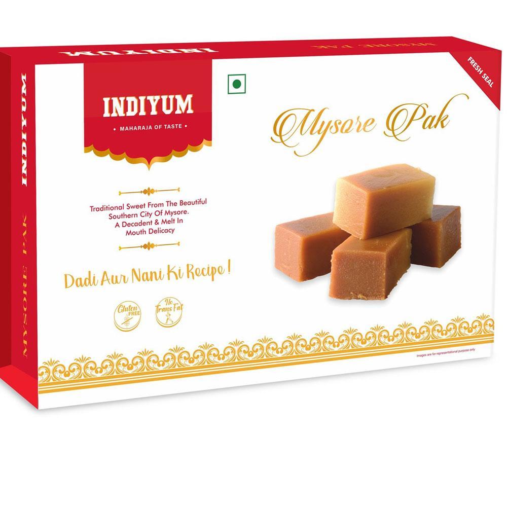 Indiyum Sweet Combo Pack Besan Barfi, Mysore Pak,Milk Cake, Kaju Barfi 200g Each