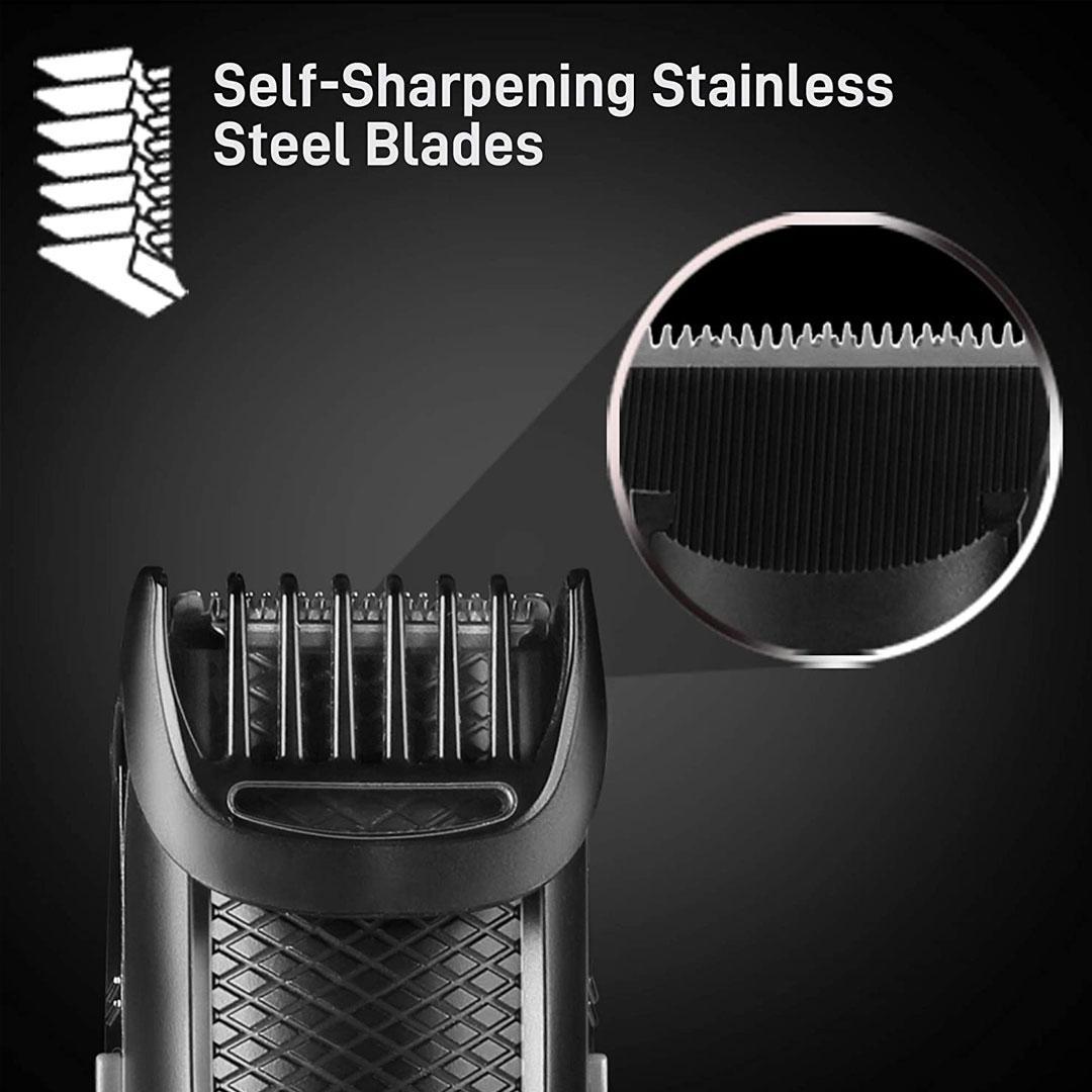 Syska HT200 PRO BeardPro Cordless Rechargeable Trimmer - 10 Length Settings; 45 min Runtime (Black)