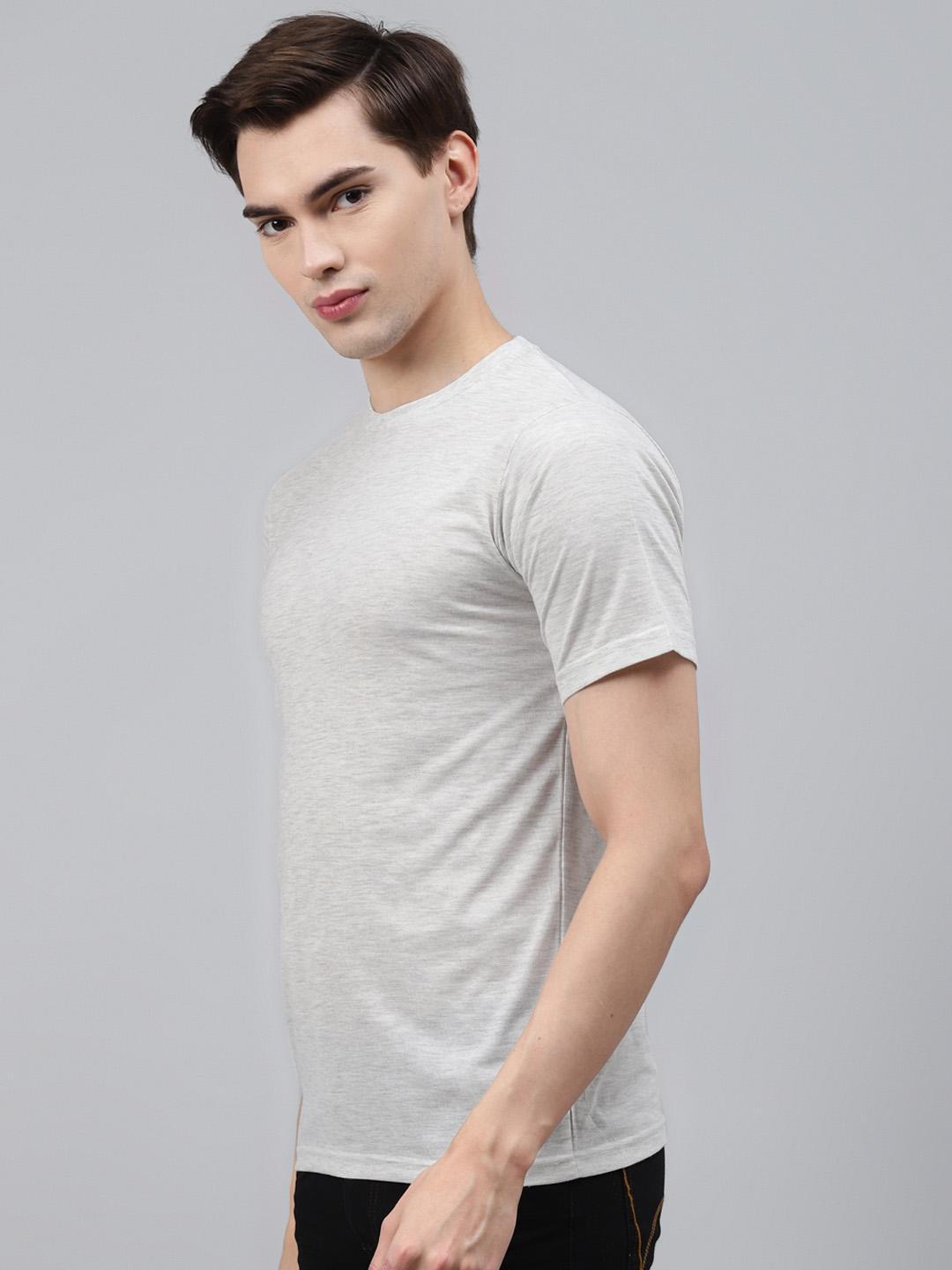 PICOT Men Grey Melange Solid T-shirt