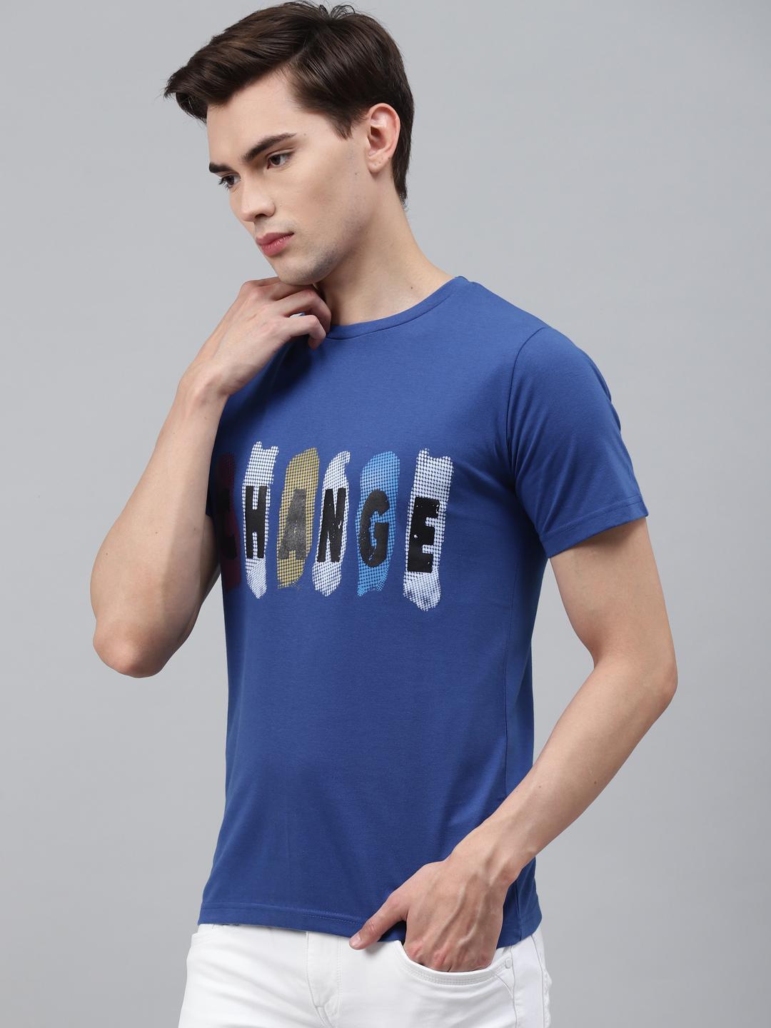 PICOT Men Blue & Black Printed T-shirt