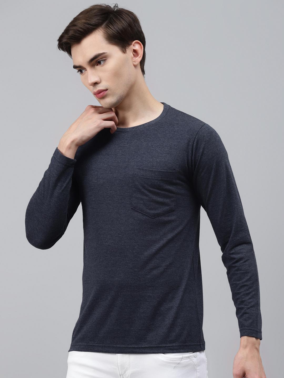 PICOT Men Blue Solid T-shirt