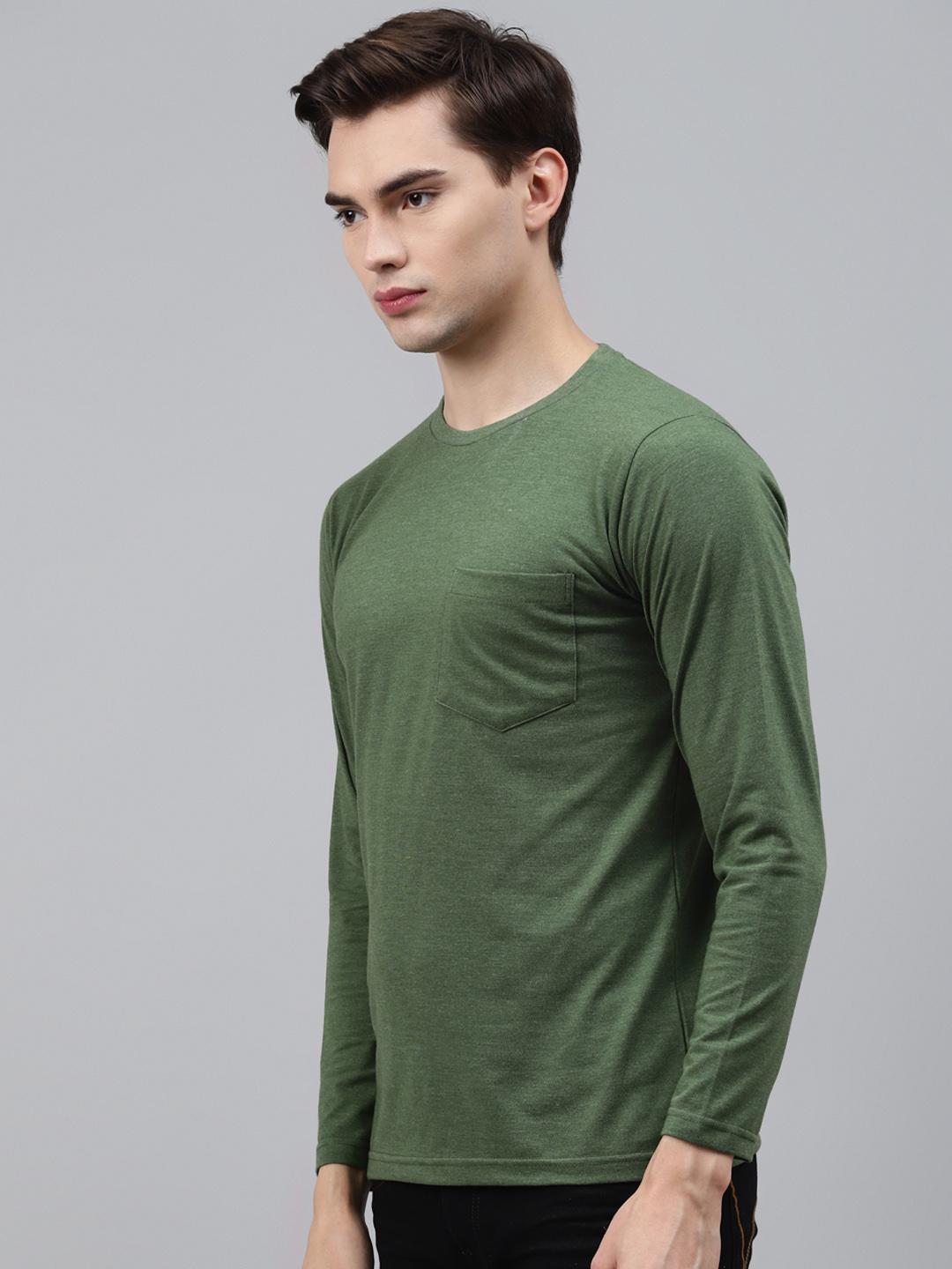PICOT Men Green Solid T-shirt