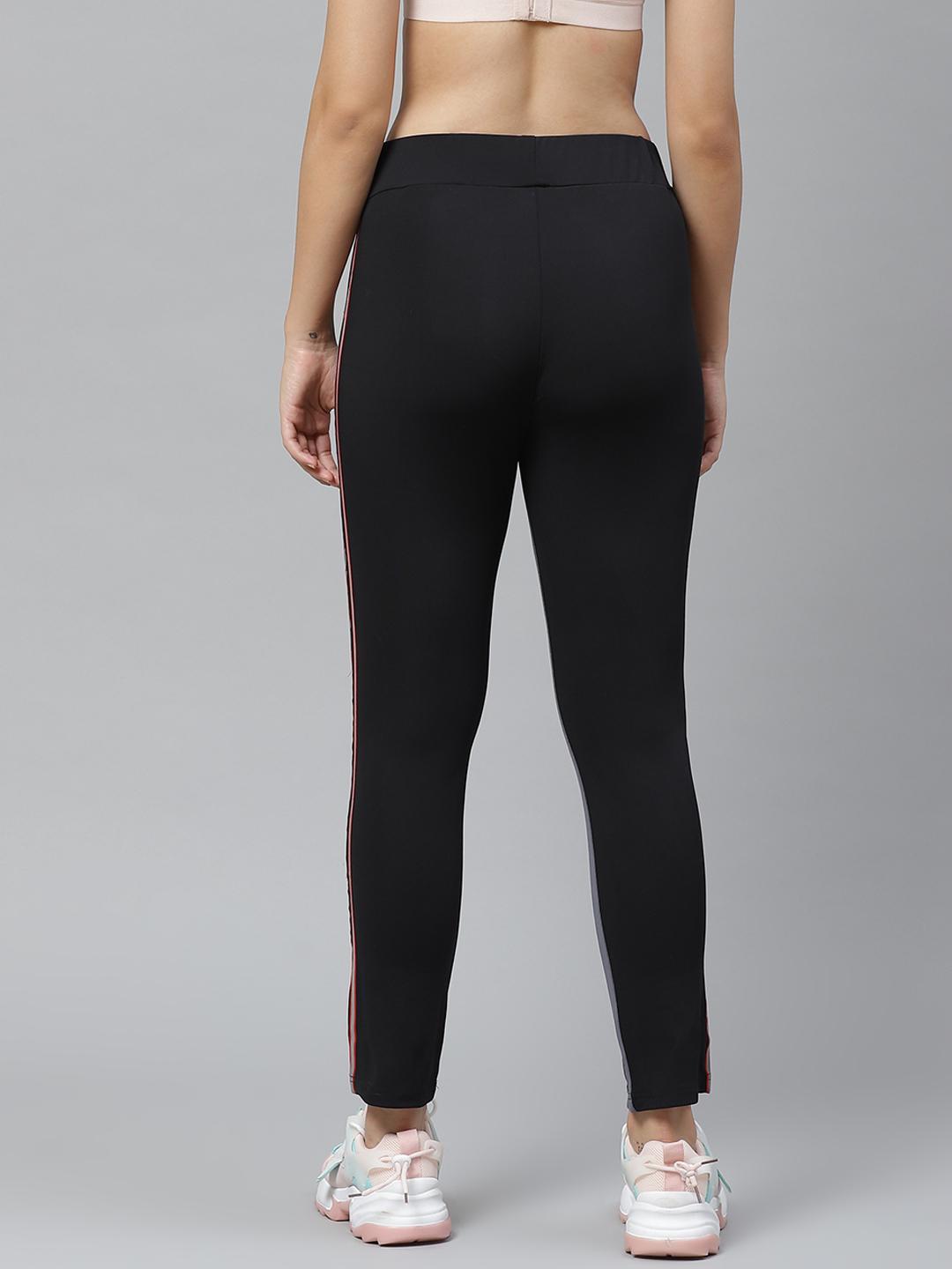 PICOT Women Black Side Striped Cropped Tights