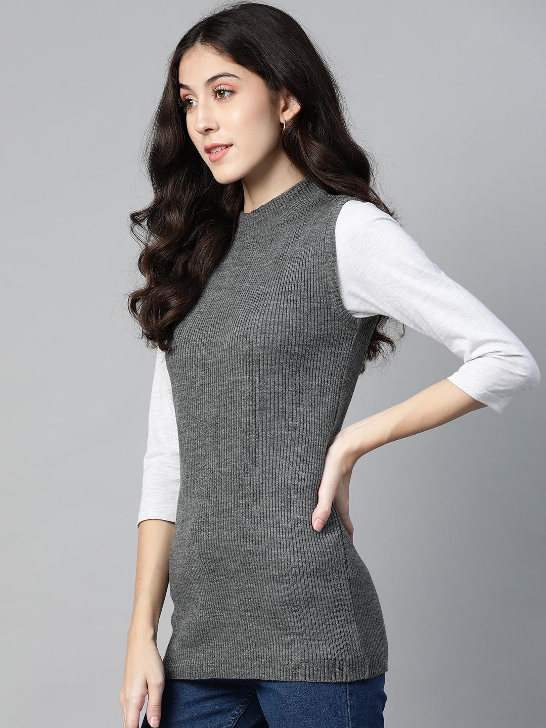 Women Medium Grey Mock Neck top
