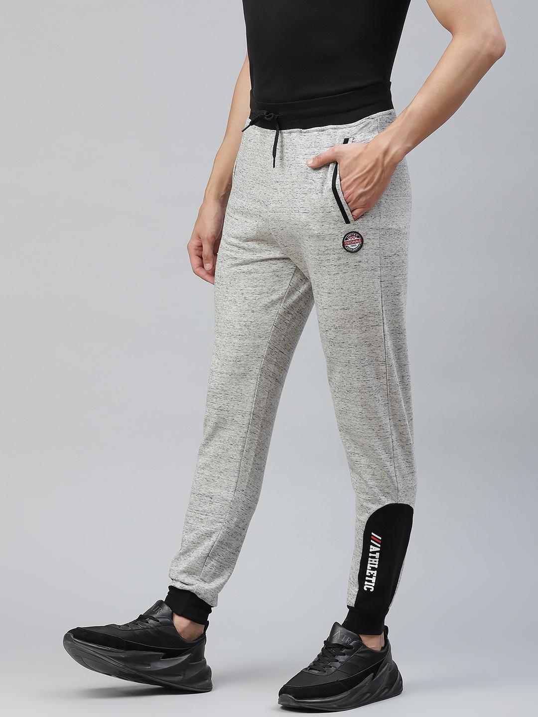 PICOT Men's Grey Melange & White Cotton Track Pants
