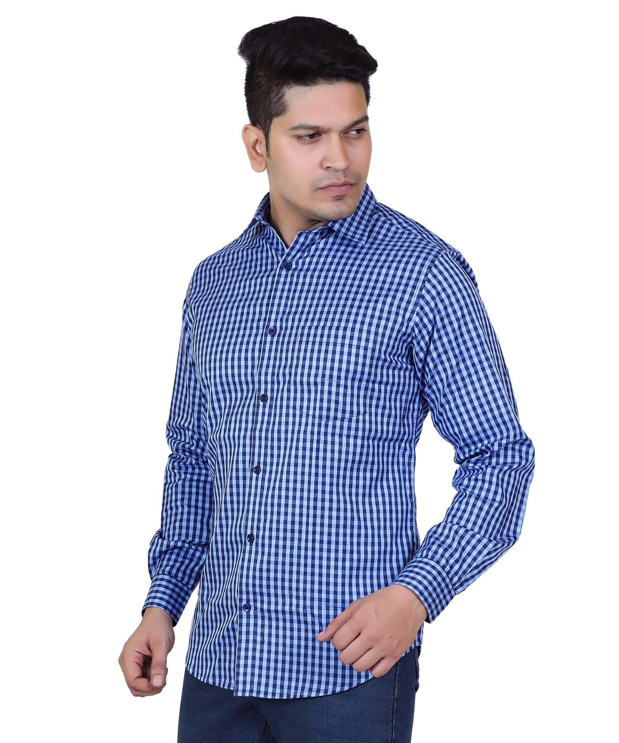 Men Shirt Full Sleeve – BLUE CHECK