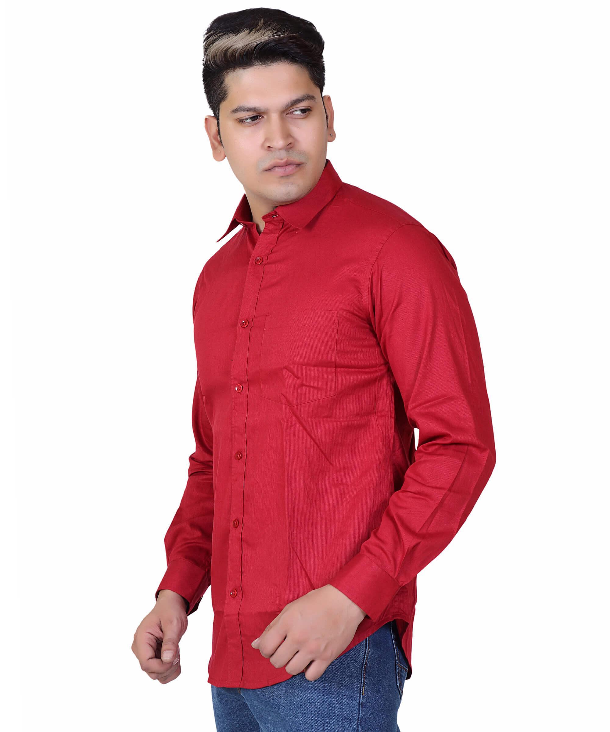 Men Shirt Full Sleeve – SOLID RED
