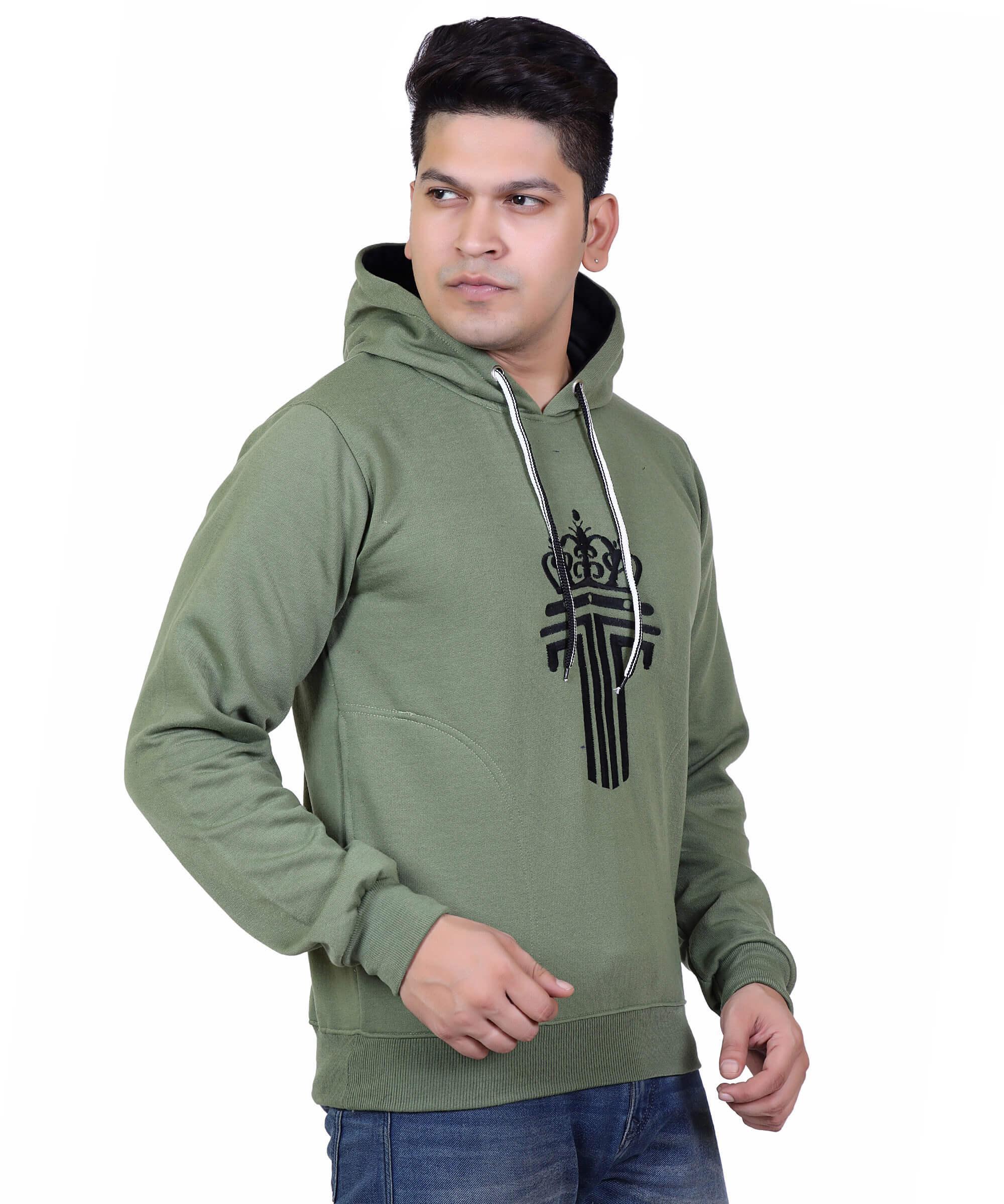 Full Sleeve Embroidered Solid Men Hoodies – M.Green