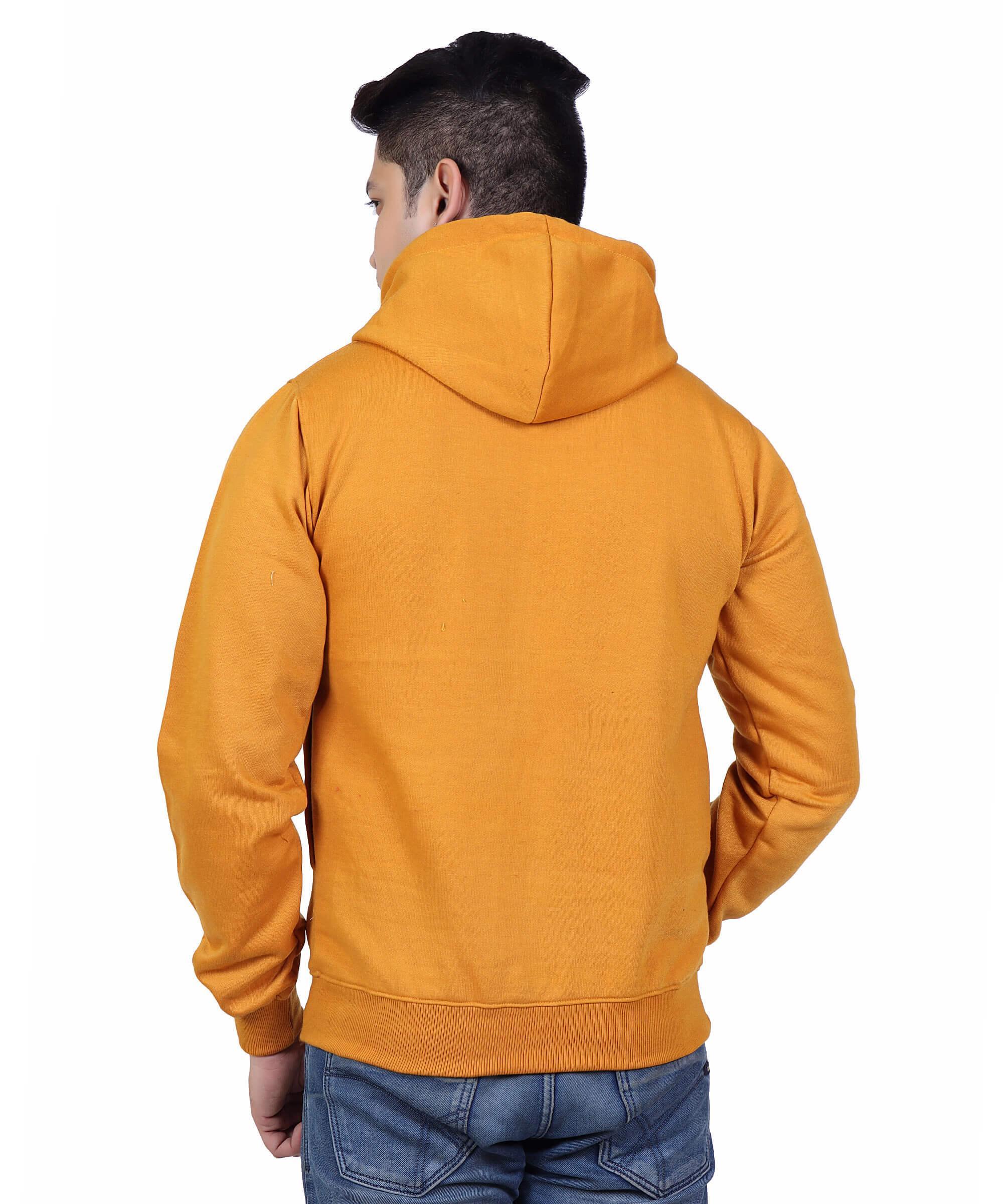 Full Sleeve Embroidered Solid Men Hoodies – Mustard