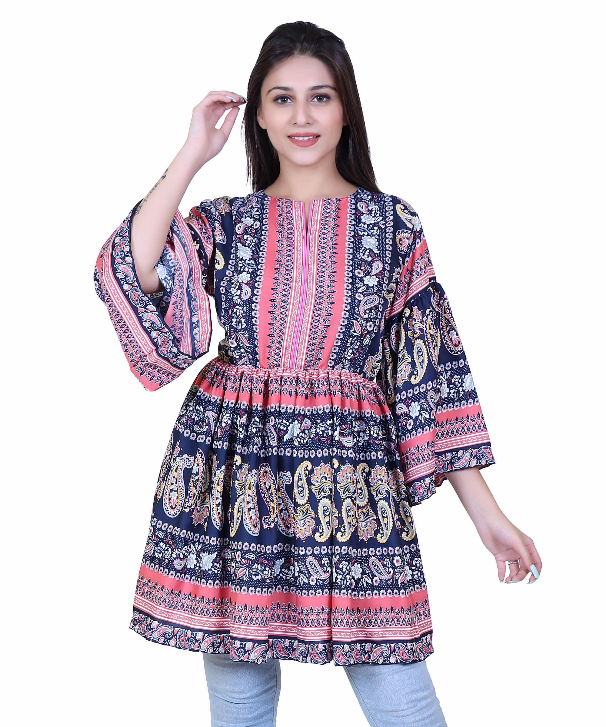 SECT-WT WOMEN TOP PRINT- BLUE