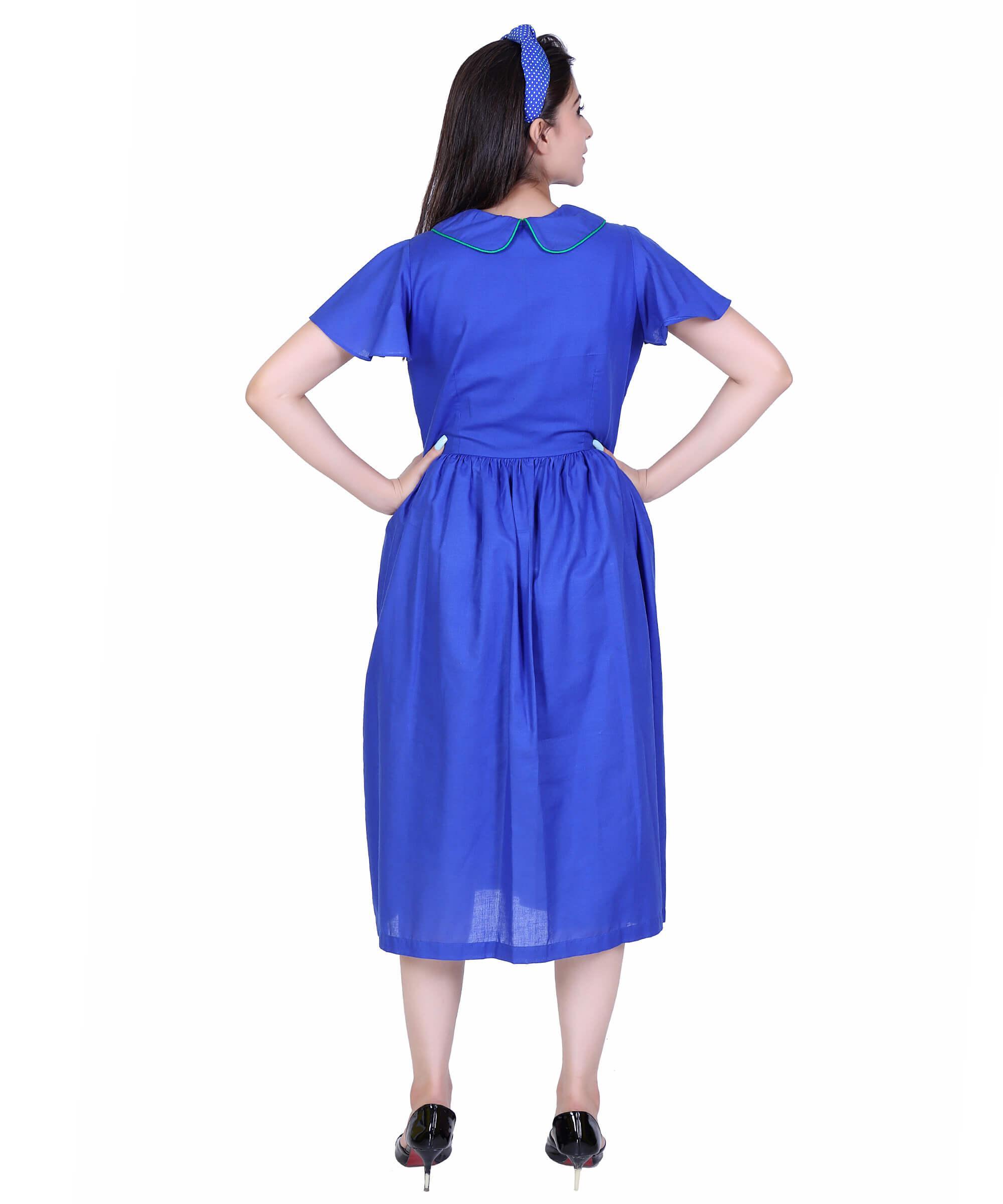 SECT-WWD WOMEN WESTERN DRESS PRINT – BLUE