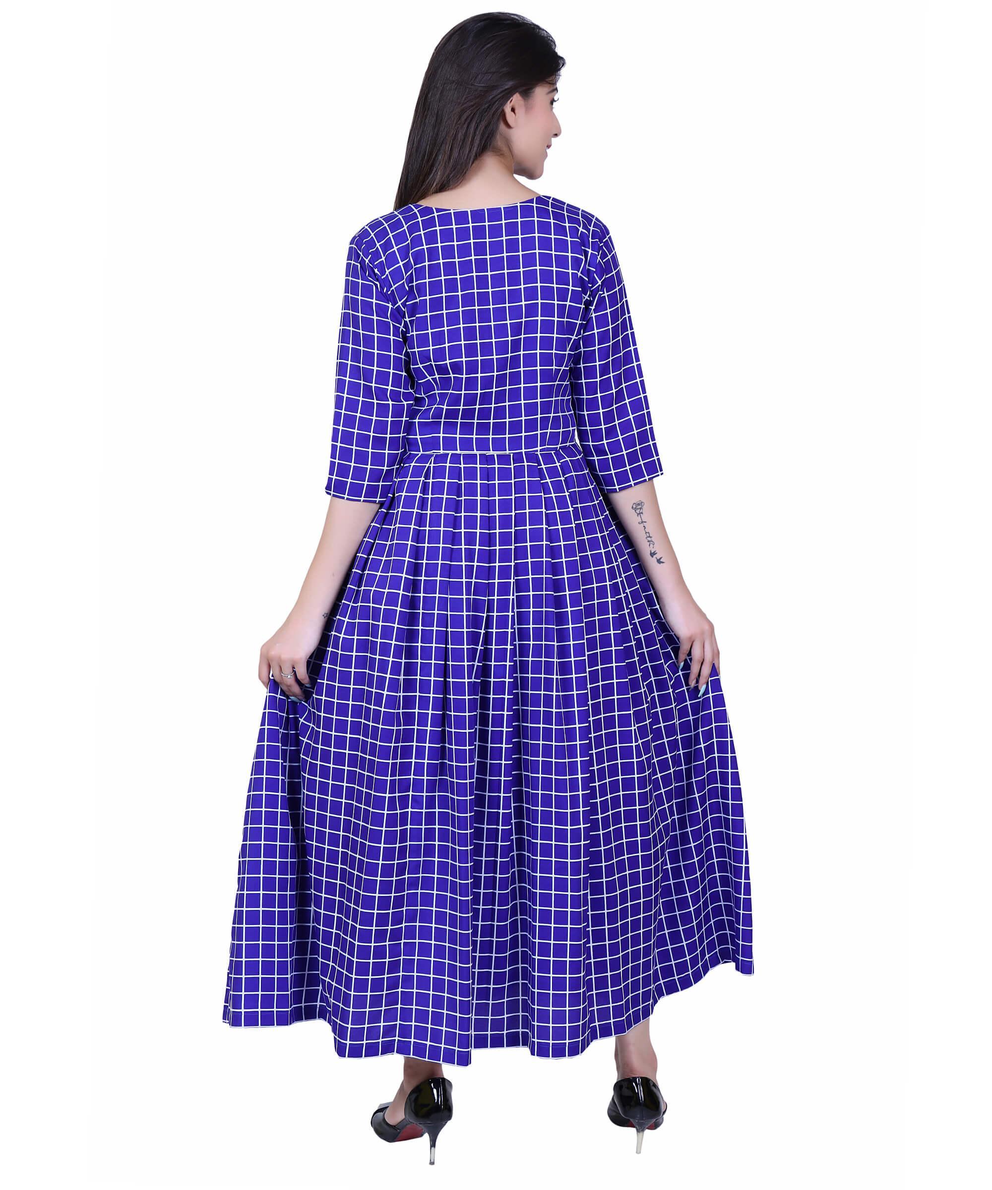 SECT-WWD WOMEN WESTERN DRESS PRINT – COBALT BLUE CHECK
