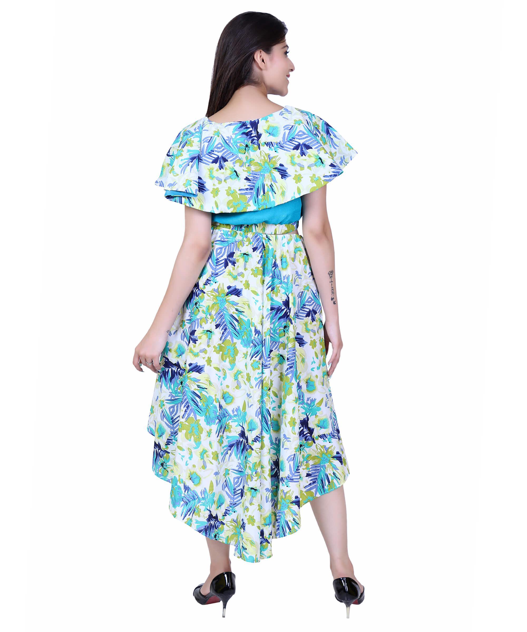 SECT-WWD WOMEN WESTERN DRESS PRINT – FLORAL GREEN