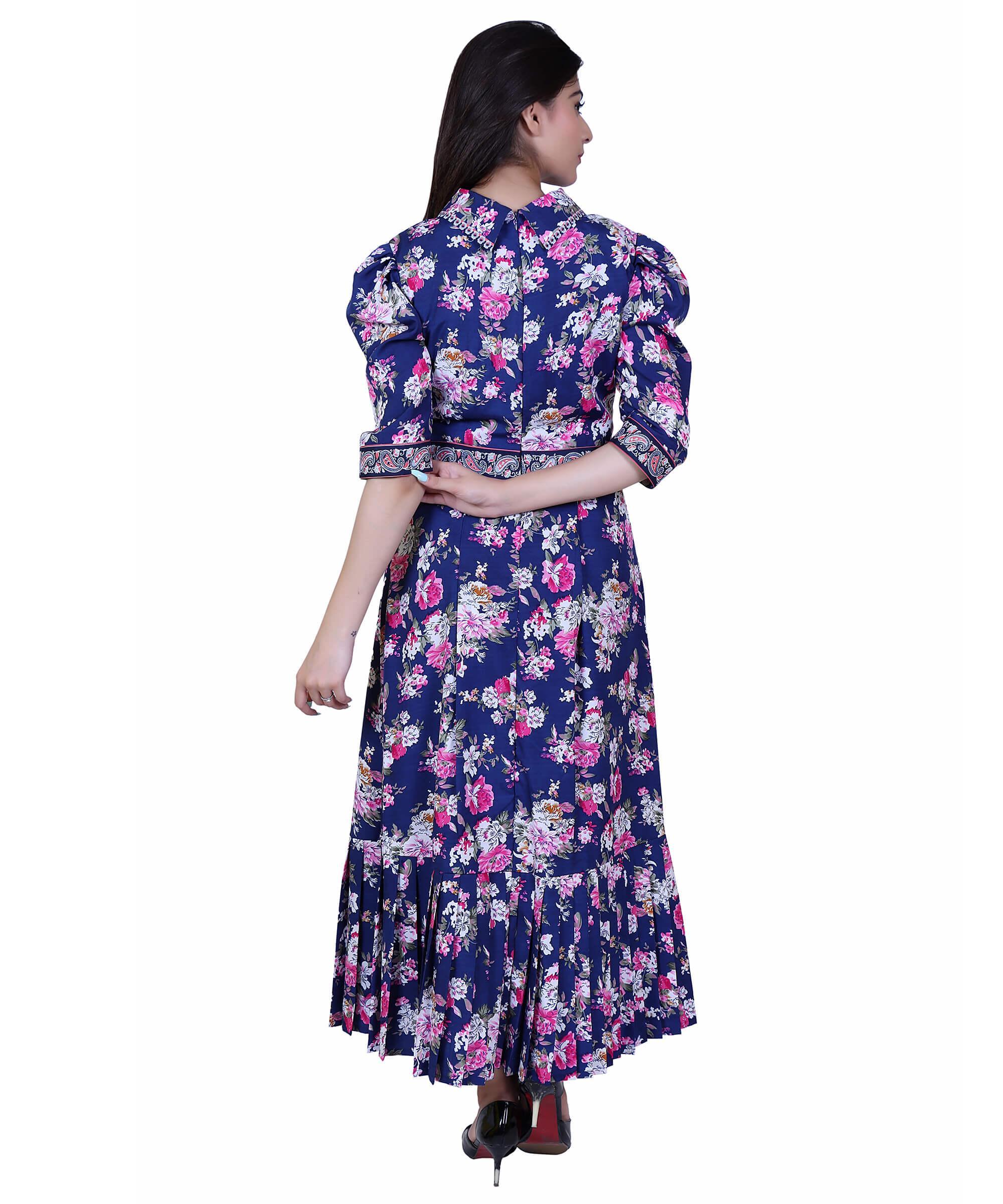 SECT-WWD WOMEN WESTERN DRESS PRINT – NAVY BLUE PRINT