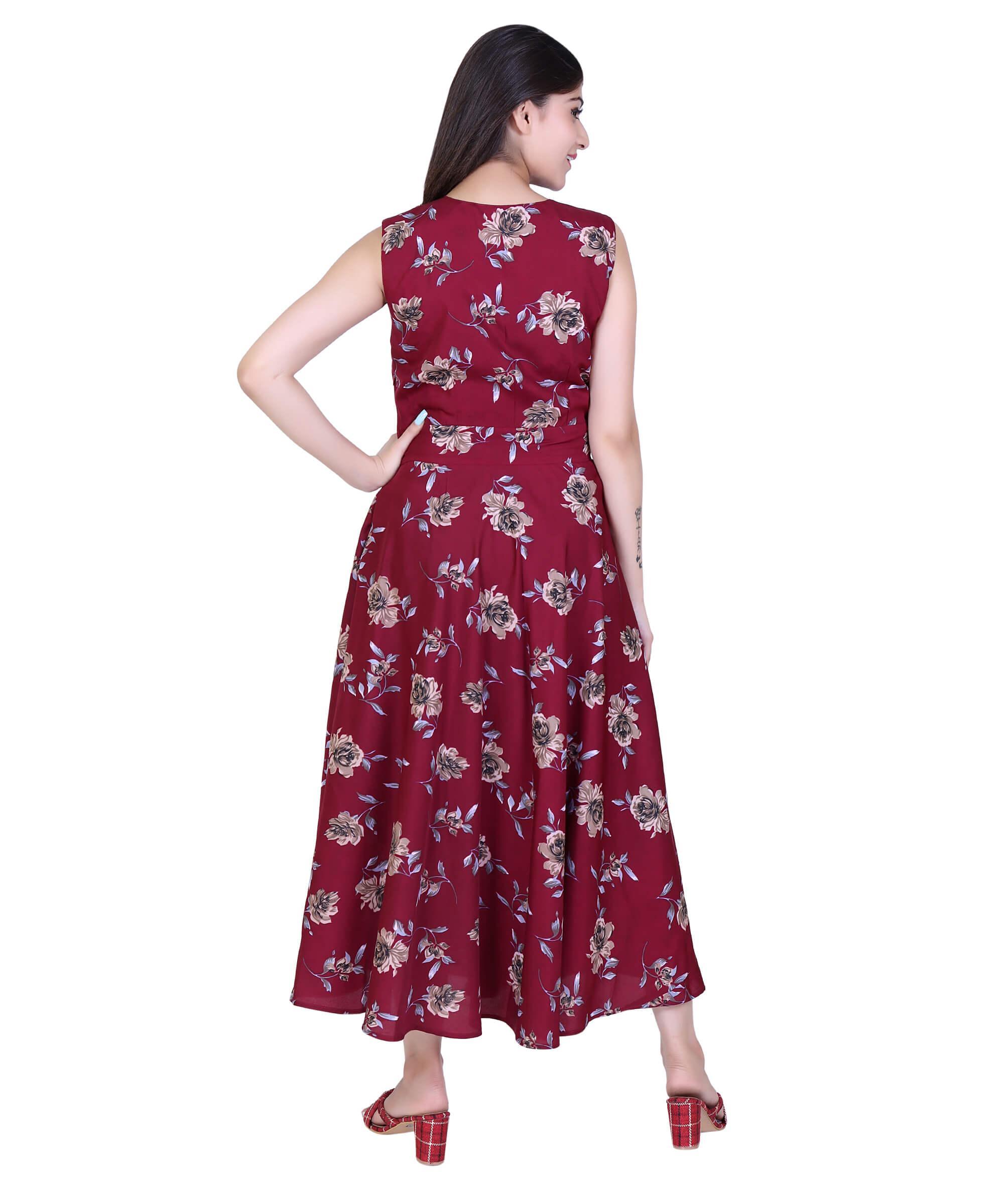 SECT-WWD WOMEN WESTERN DRESS PRINT – MAROON PRINT