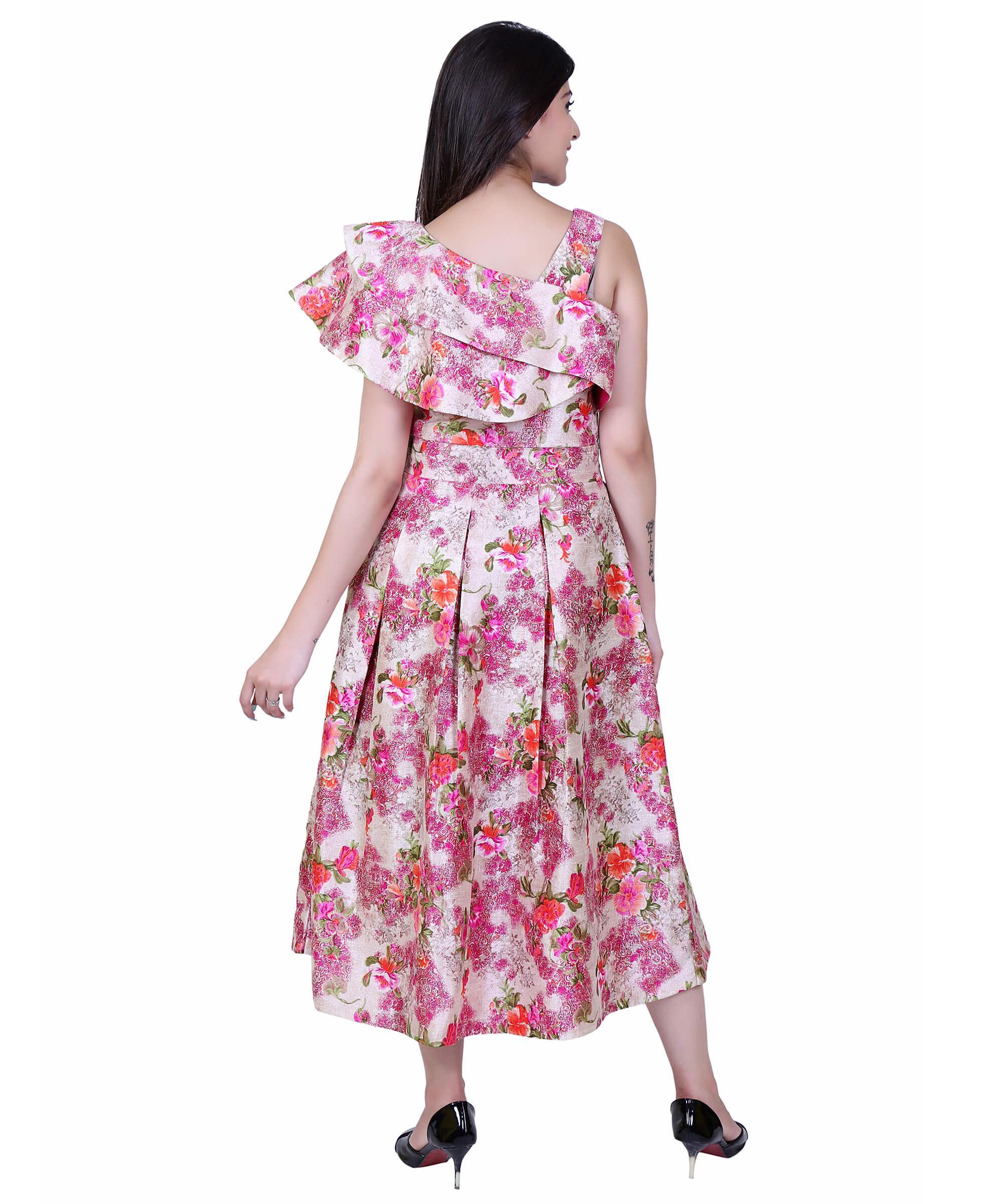 SECT-WWD WOMEN WESTERN DRESS PRINT – PINK FLORAL