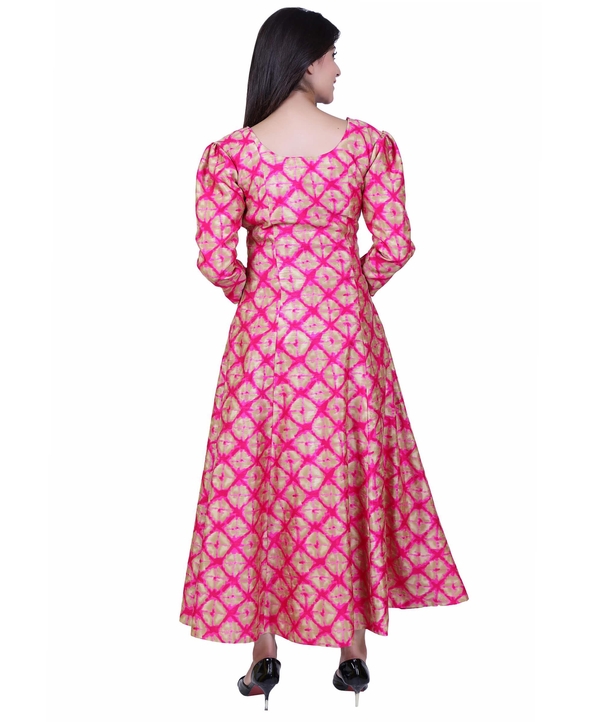 SECT-WWD WOMEN WESTERN DRESS PRINT – PINK GOLDEN