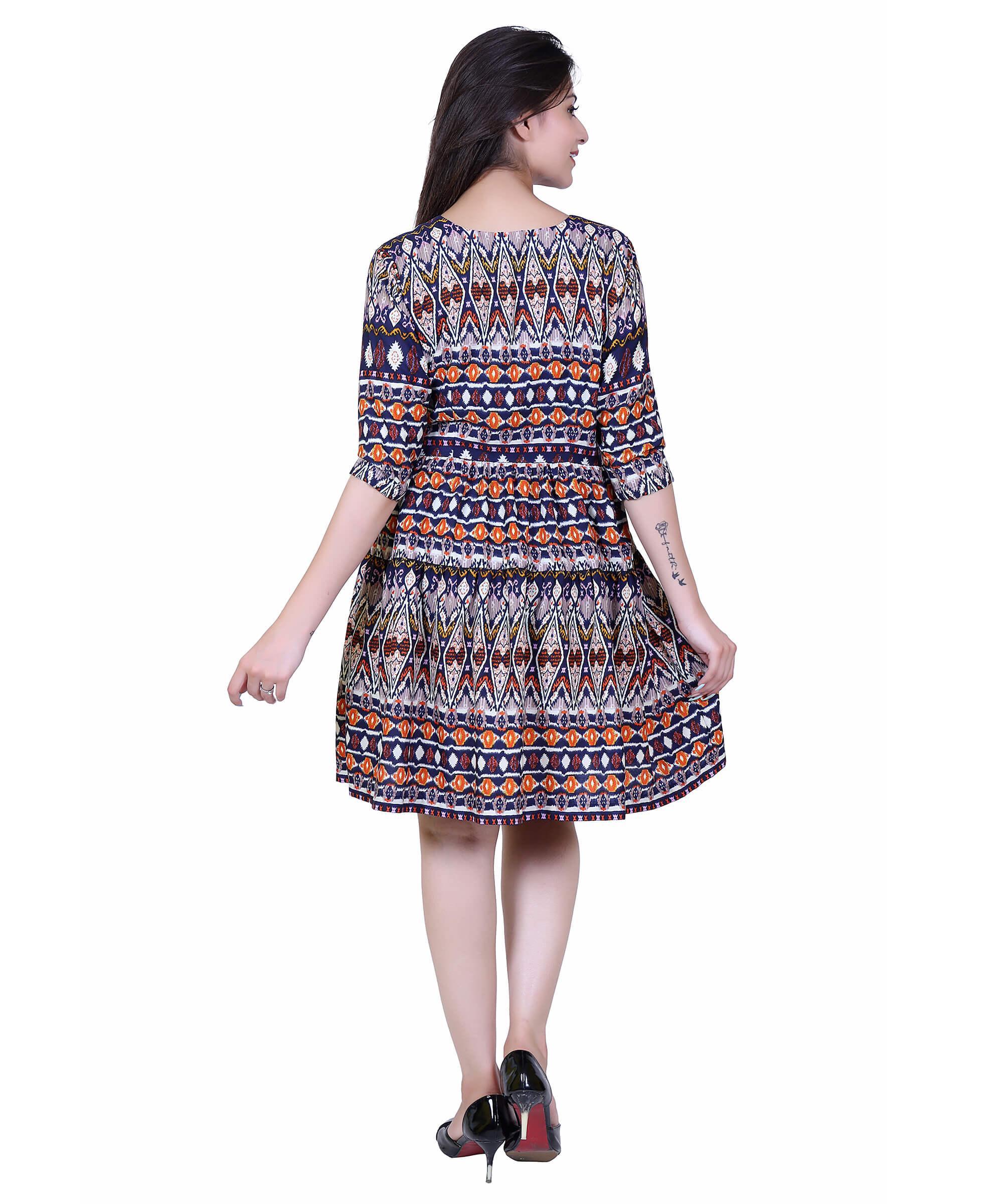 WOMEN WESTERN DRESS PRINT – DENIM BLUE PRINT