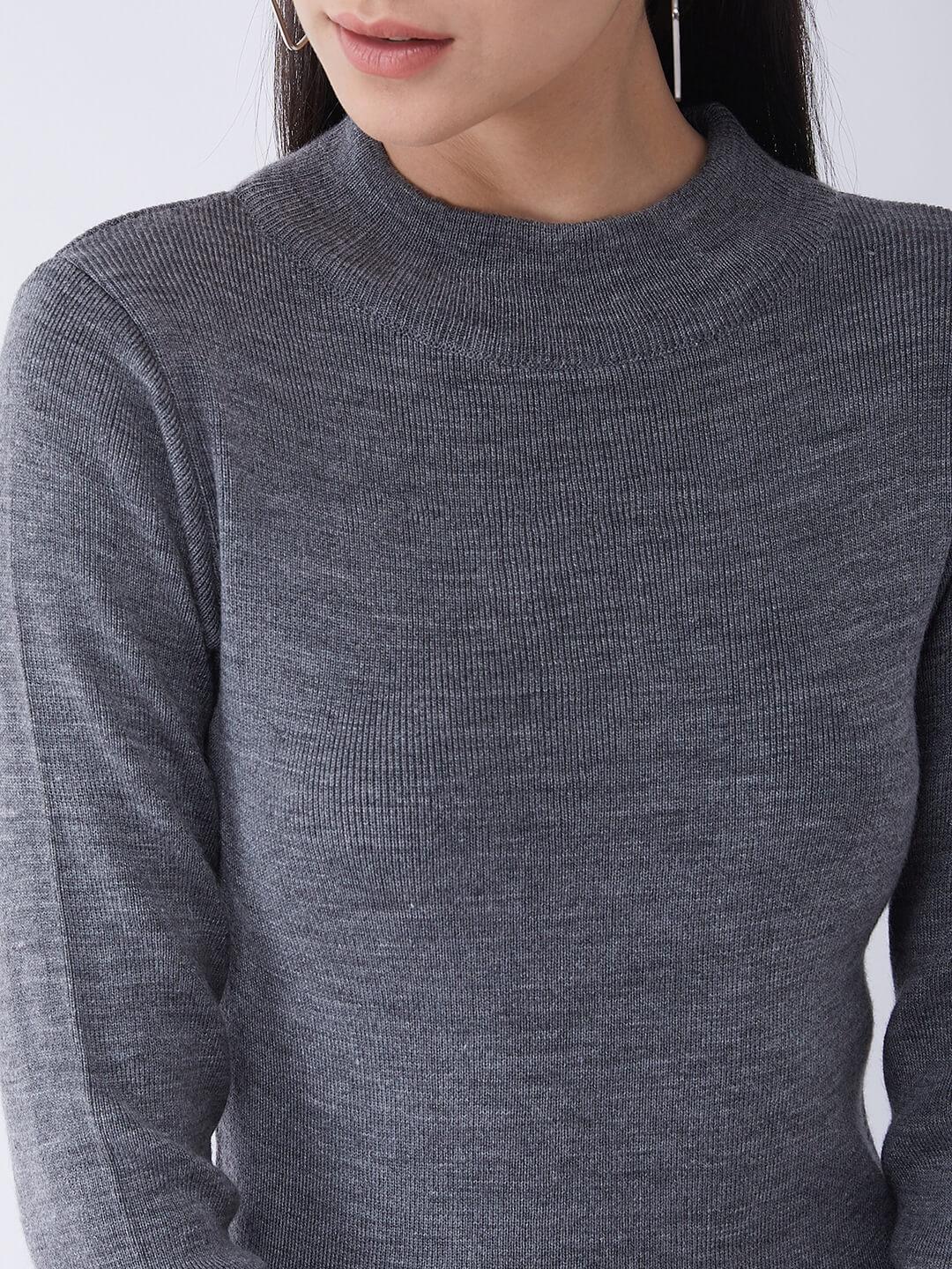 RVK Women Grey Pullover Sweater