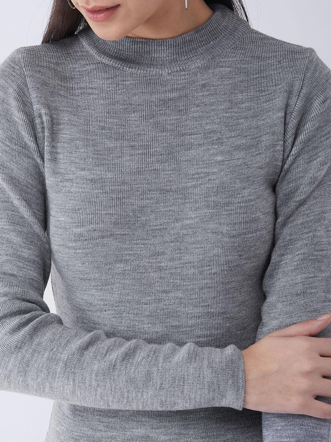 RVK Women Light Grey  Pullover Sweater