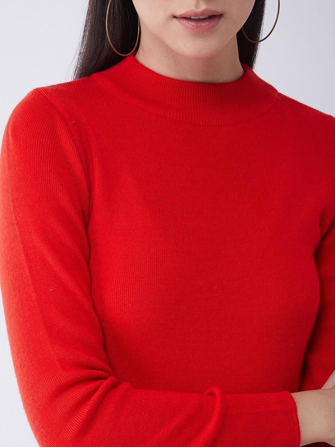 RVK Women Red Solid Sweater