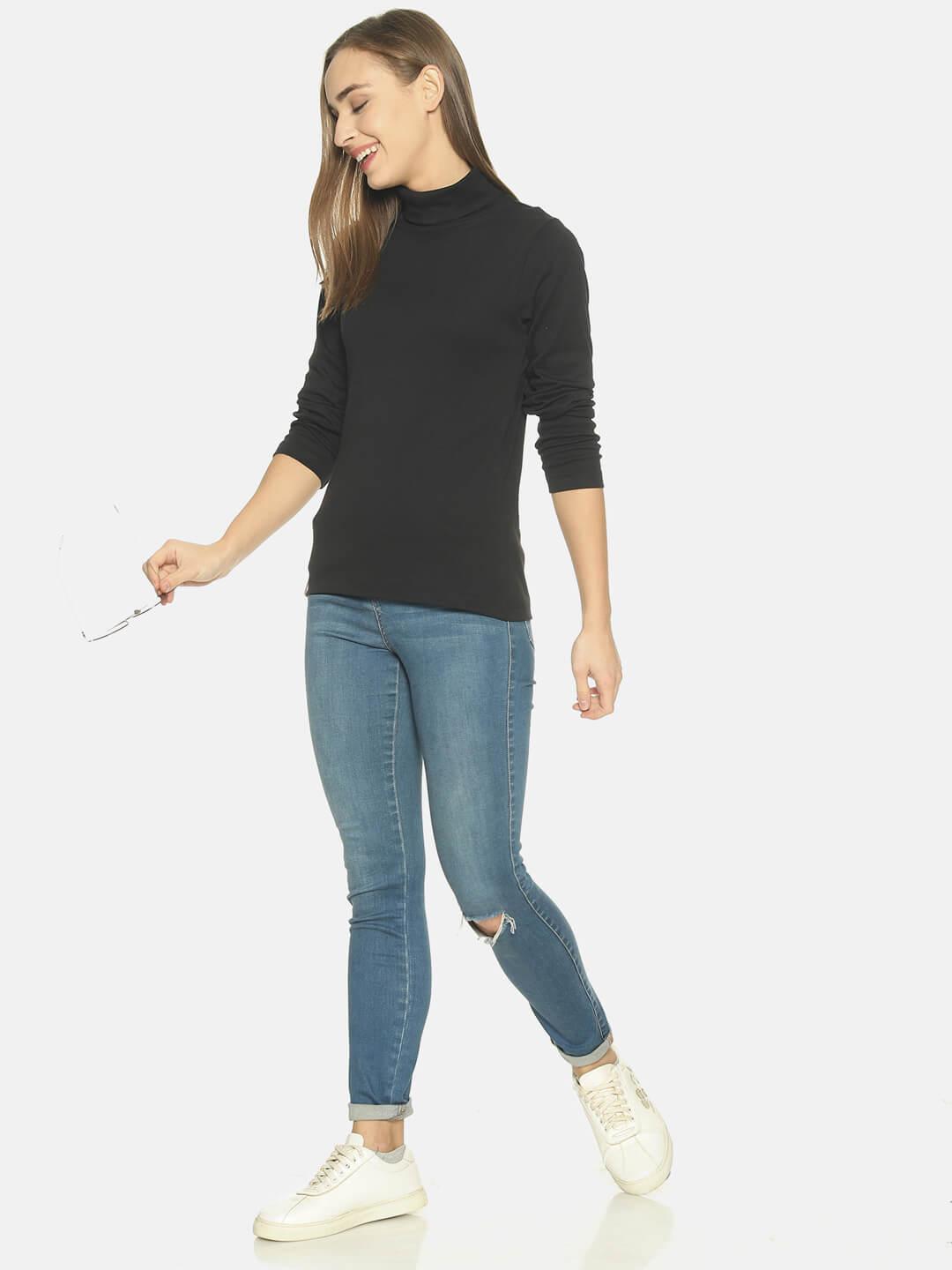 Women’s Black Turtle Neck Top
