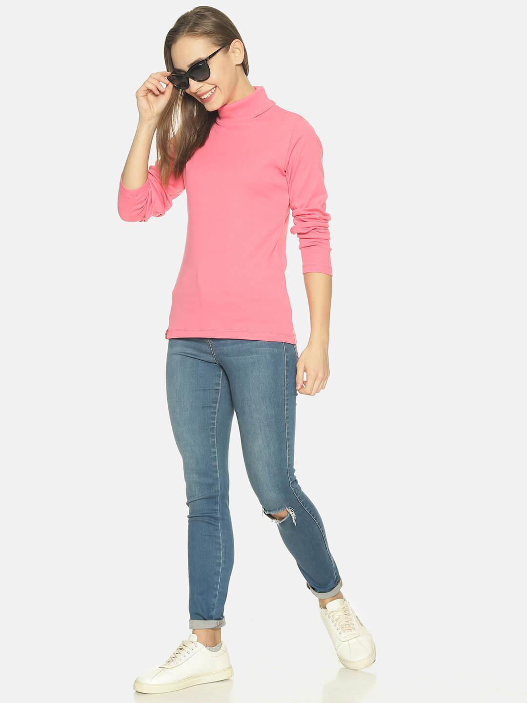 Women’s Dark Pink Turtle Neck Top