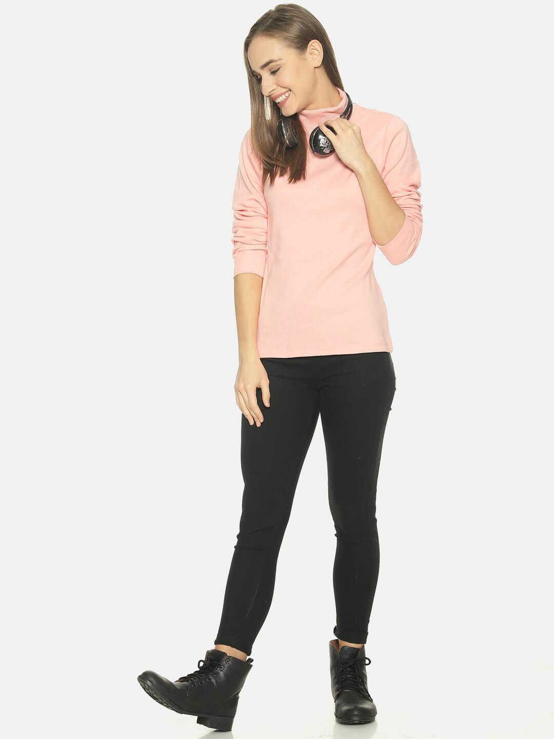 Women’s Peach Turtle Neck Top