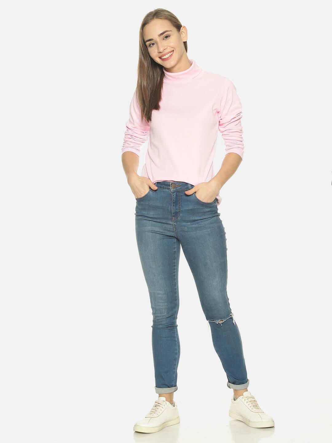 Women’s Pink Turtle Neck Top