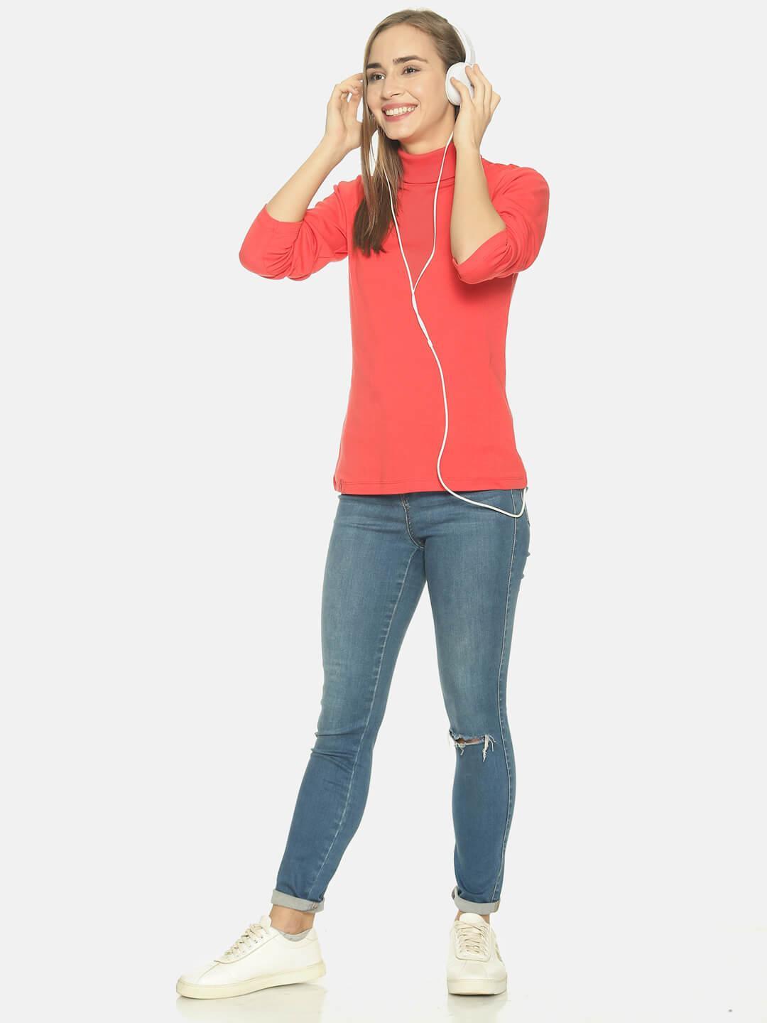 Women’s Red Turtle Neck Top