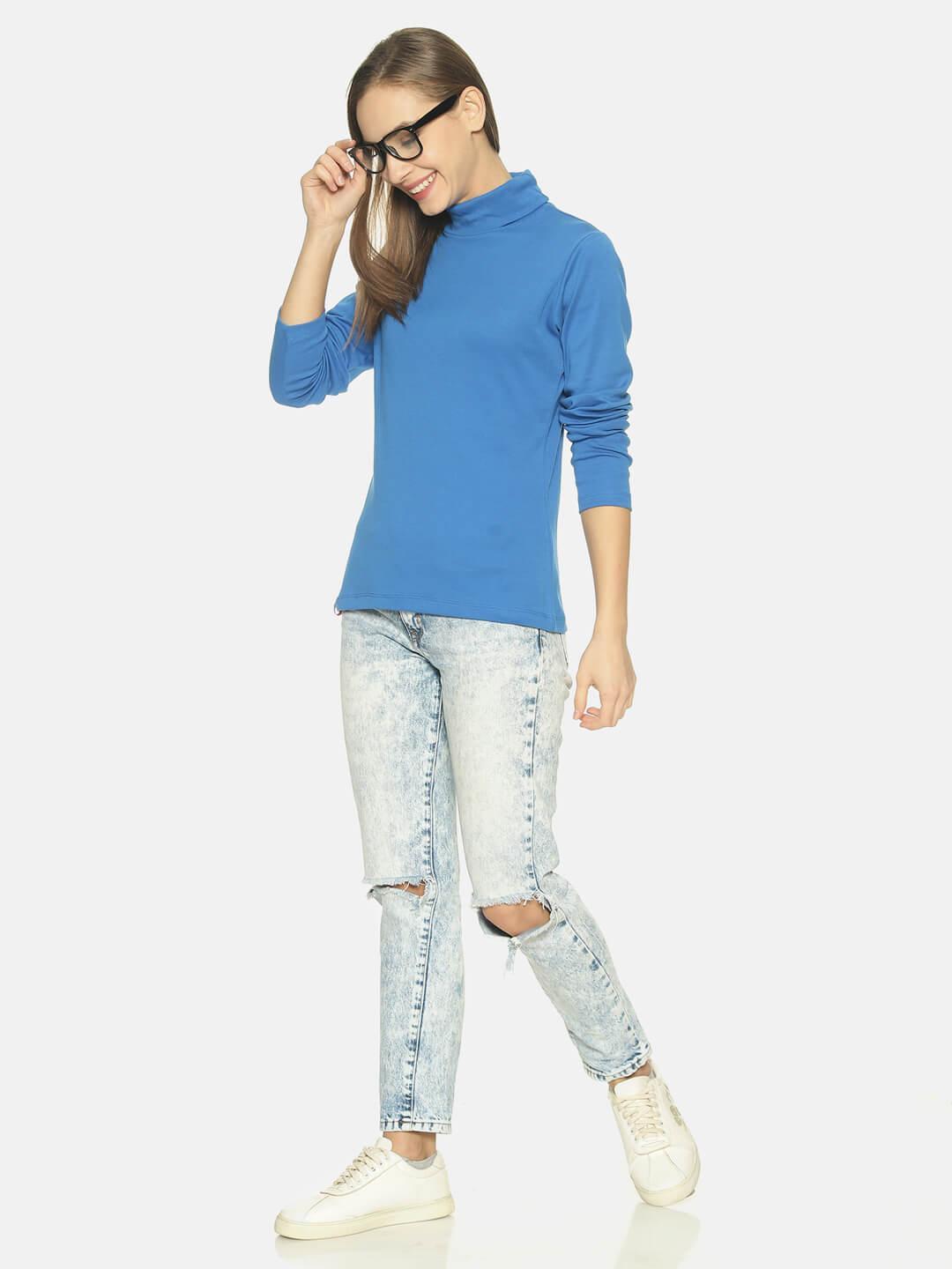 Women’s Royal Blue Turtle Neck Top