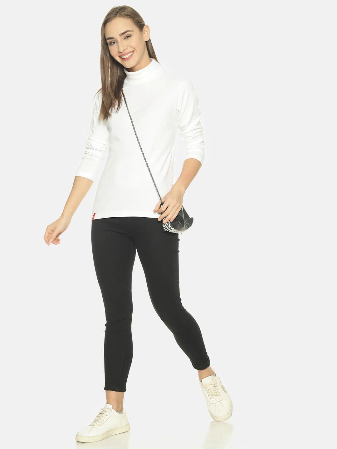 Women’s White Turtle Neck Top