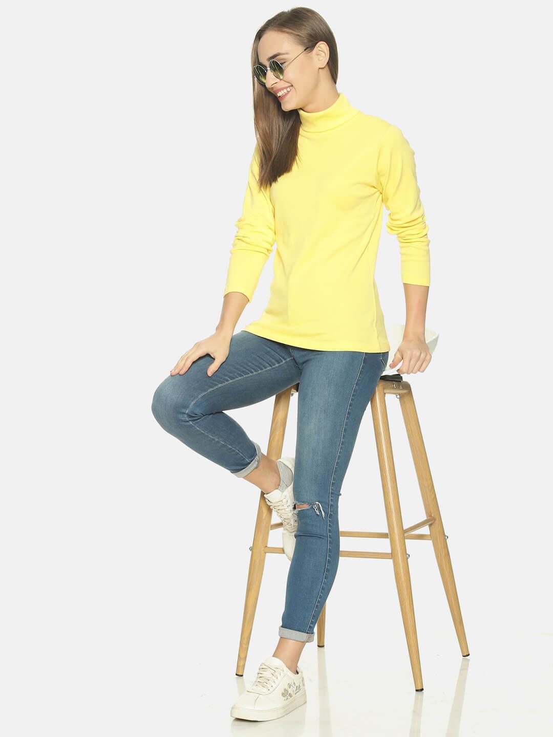 Women’s Yellow Turtle Neck Top